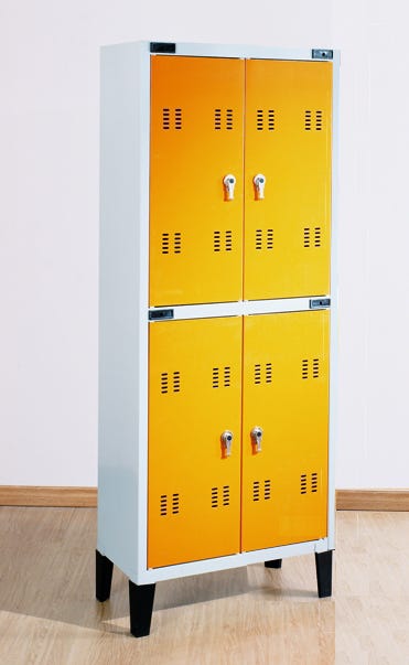 Armadietto spogliatoio sovrapposto a 4 posti metallico in pronta consegna cm. 70x35x180h