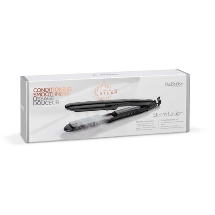 BABYLISS ST492E Steam Straight Steam Straightener - Piastre in ceramica larghe 39 mm - 5 temperature 150C-230C-Riscaldatore avanzato in ceramica