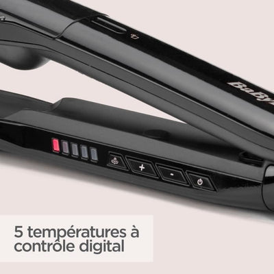 BABYLISS ST492E Steam Straight Steam Straightener - Piastre in ceramica larghe 39 mm - 5 temperature 150C-230C-Riscaldatore avanzato in ceramica