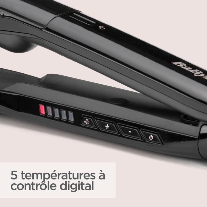 BABYLISS ST492E Steam Straight Steam Straightener - Piastre in ceramica larghe 39 mm - 5 temperature 150C-230C-Riscaldatore avanzato in ceramica