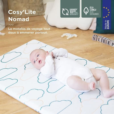 Babymoov Cosy'Lite Materasso da viaggio Nomad 60x120cm, misura universale, certificato oeko-Tex e riciclato