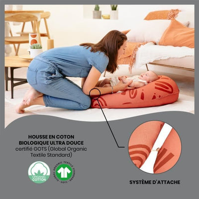 Babymoov B.Love Cuscino di maternità e allattamento al seno con riempimento in microbead ultra sottile - Made in Europa, terracotta