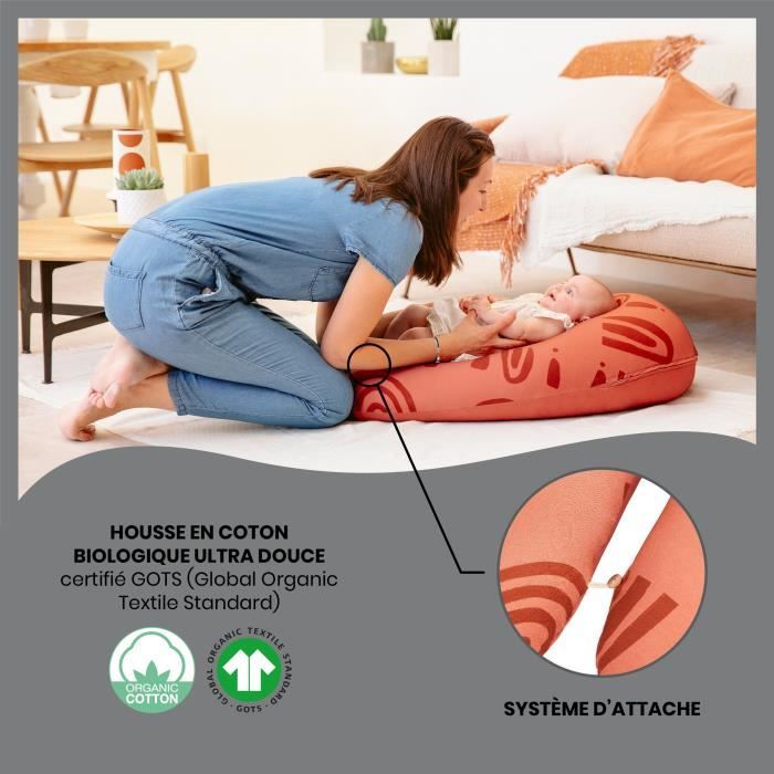 Babymoov B.Love Cuscino di maternità e allattamento al seno con riempimento in microbead ultra sottile - Made in Europa, terracotta