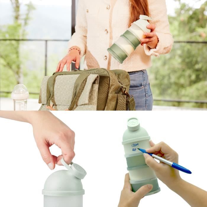 Babymoov Scatole dosatrici per latte in polvere Babydose - Beccuccio ergonomico - Prodotto in Francia, Verde