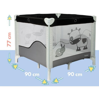 BAMBISOL - Box/culla pieghevole per bambini 90x90 cm con 2 livelli per dormire - Borsa per il trasporto, area giochi