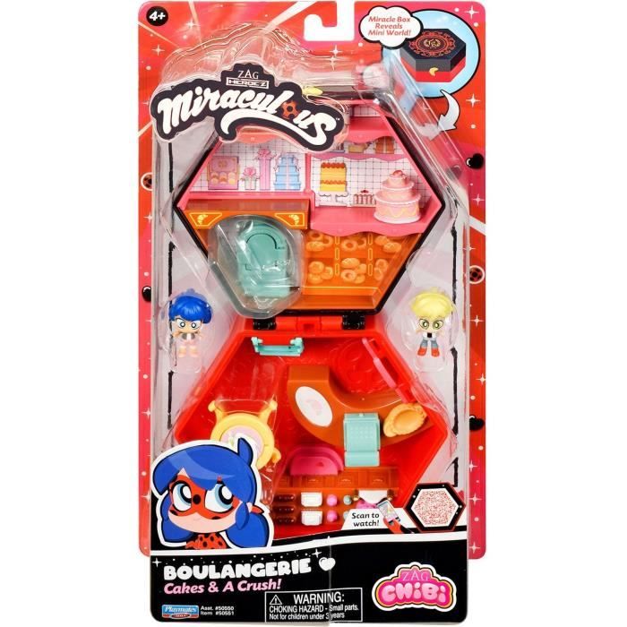 BANDAI - Miraculous Ladybug - Chibi Boulangerie Mini Universe - Mini figure di Marinette e Adrien incluse - P50551