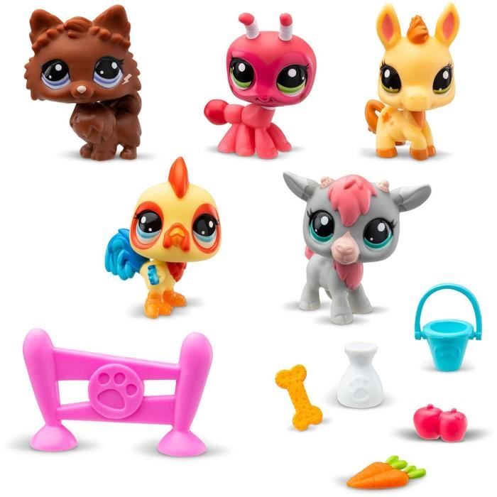 BANDAI - Littlest Pet Shop - Set da collezione Tema fattoria - 5 animali e accessori - BF00510