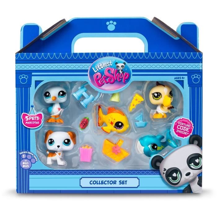 BANDAI - Littlest Pet Shop - Set da collezione Tema spiaggia - 5 animali e accessori - BF00517