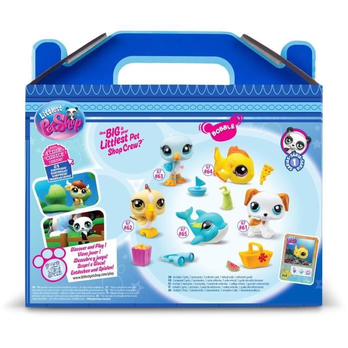 BANDAI - Littlest Pet Shop - Set da collezione Tema spiaggia - 5 animali e accessori - BF00517