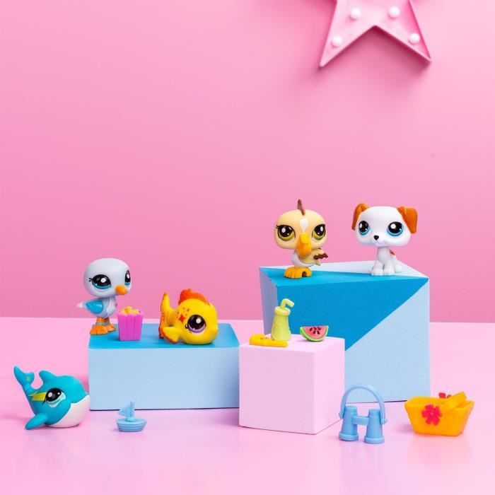 BANDAI - Littlest Pet Shop - Set da collezione Tema spiaggia - 5 animali e accessori - BF00517
