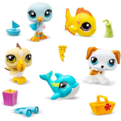 BANDAI - Littlest Pet Shop - Set da collezione Tema spiaggia - 5 animali e accessori - BF00517