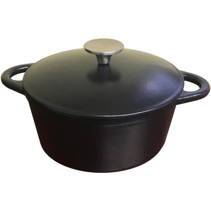 Casseruola in ghisa - BAUMALU - 336407 - Rotonda 26 cm - Nero opaco