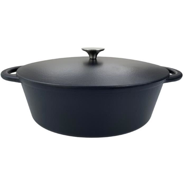 Casseruola in ghisa - BAUMALU - 336408 - Ovale 33 cm - Nero opaco