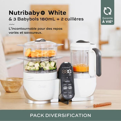 Babymoov Pack Nutribaby ( +) White & 3 Babybols 180ml + 2 Spooner - Ideale per la diversificazione