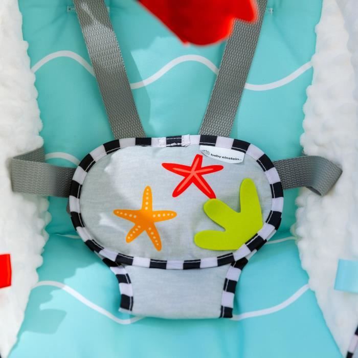 Altalena BABY EINSTEIN Ocean Explorers, leggera e compatta, sedile girevole a 180, giochi inclusi, modello Curious Comfort