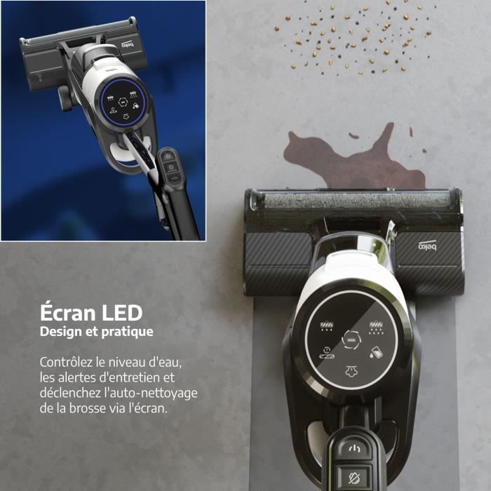 BEKO VCW70340W - Aspirapolvere 3 in 1 - Opzione vapore - 300 W - Vapore 1400 W - 2 serbatoi - Schermo LED - Bianco e nero