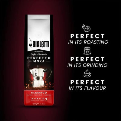 Caffettiera Italiana + 1 Caffè Perfetto Moka Classico - BIALETTI - MOKA - 6 tazze - 0,30 L - Confezione da 250 g - Argento