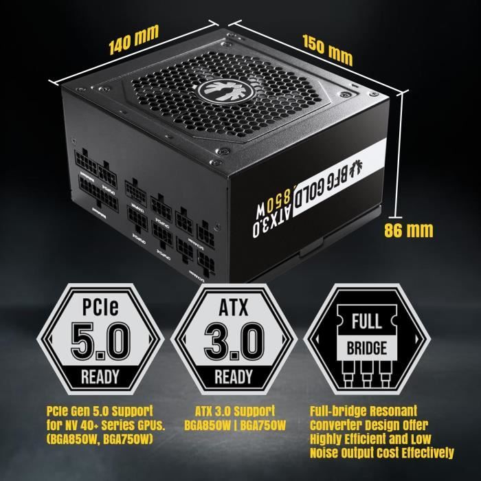BITFENIX BFG GOLD 850W (80+ Gold) ATX 3.0 - Alimentatore PC - 850W