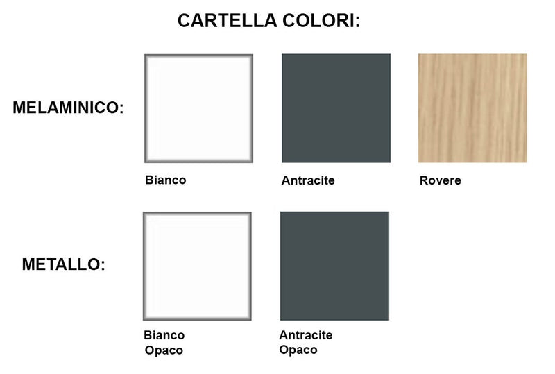 Allungo reversibile destro/sinistro per scrivania con gambe metalliche cm. 80x50x74,4h