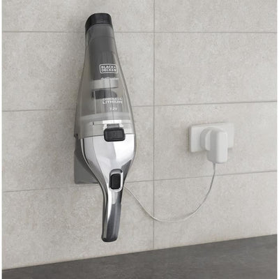 BLACK + DECKER NVC220WC-QW - Aspirapolvere manuale - Dustbuster Lithium 7,2V - EasyGrip - Cromo e Titanio