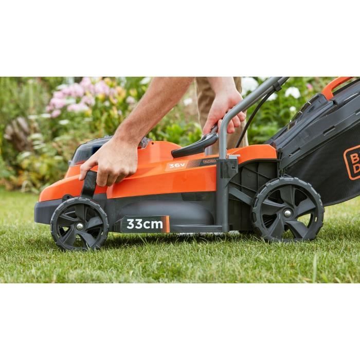 BLACK & DECKER Rasaerba a batteria 33cm LITIO 36V - 2,5Ah - 1 batteria -1 caricatore - 1 serranda mulching - BCMW3336L1-QW