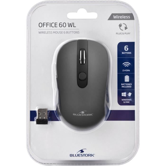 Mouse wireless - 2,4 GHz - 6 pulsanti - Grigio