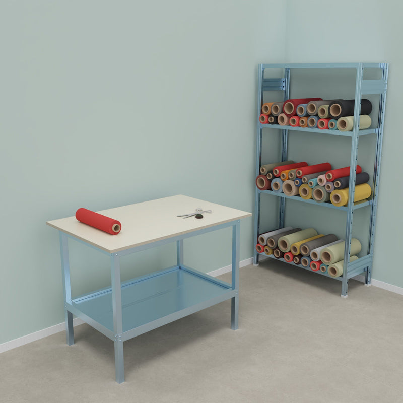 Banco da lavoro per magazzino con struttura metallica cm. 120x80x93h