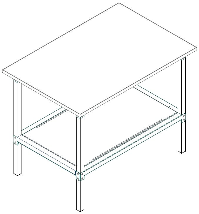 Banco da lavoro per magazzino con struttura metallica cm. 120x80x93h