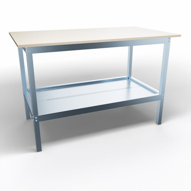 Banco lavoro metallico con piano in nobilitato superiore cm. 140x80x93h
