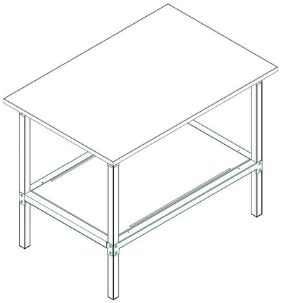 Banco per lavoro da magazzino con struttura di metallo zincato cm. 180x80x93h