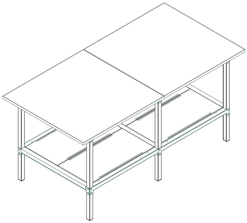 Banco lavoro con piano inferiore metallico e struttura di metallo zincato cm. 200x100x93h