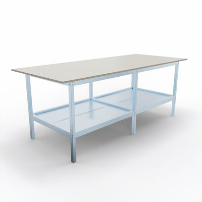 Banco per lavoro da magazzino in metallo e piano di legno cm. 240x100x93h