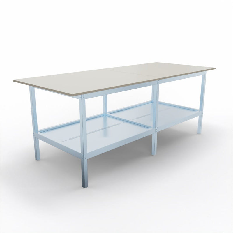 Banco per lavoro da magazzino in metallo e piano di legno cm. 240x100x93h