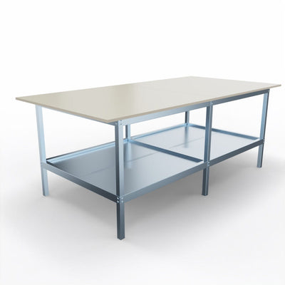 Banco lavoro di metallo con piano di legno per magazzino cm. 240x120x93h