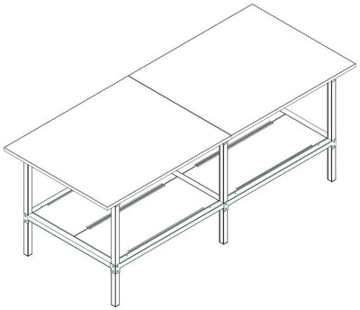 Banco lavoro di metallo con piano di legno per magazzino cm. 240x120x93h