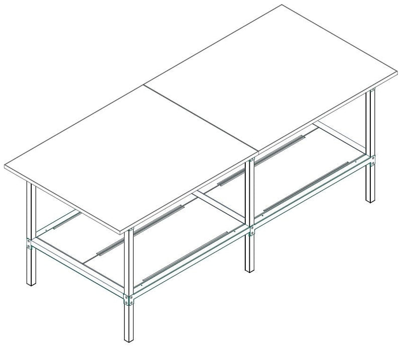 Banco lavoro di metallo con piano di legno per magazzino cm. 240x120x93h