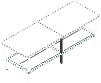 Banco per lavoro con struttura di metallo zincata e piano in nobilitato cm. 280x120x93h