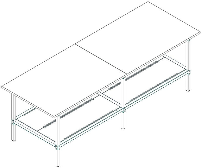 Banco per lavoro con struttura di metallo zincata e piano in nobilitato cm. 280x120x93h