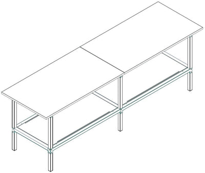 Banco per lavoro di metallo zincato con piano nobilitato cm. 280x80x93h