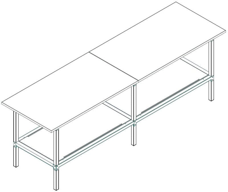 Banco per lavoro di metallo zincato con piano nobilitato cm. 280x80x93h