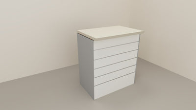 Banco vendita per negozio in metallo con pannello dogato frontale cm. 92x64x106h