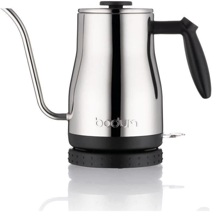 BODUM - BISTRO Bollitore elettrico con beccuccio lungo, 1.200 W, 1,0 l, acciaio inox