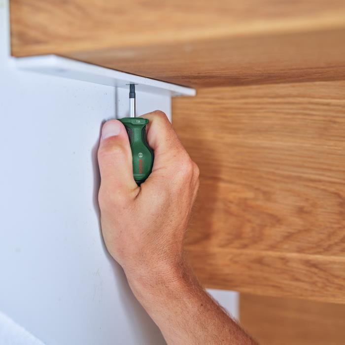 Bosch Set di 4 cacciaviti corti (compatti per avvitare in spazi ristretti, punta magnetica)