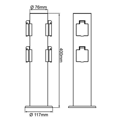 BRILLIANT - DODY Dissuasore con 4 prese colore nero - metallo/plastica E27 LED xW