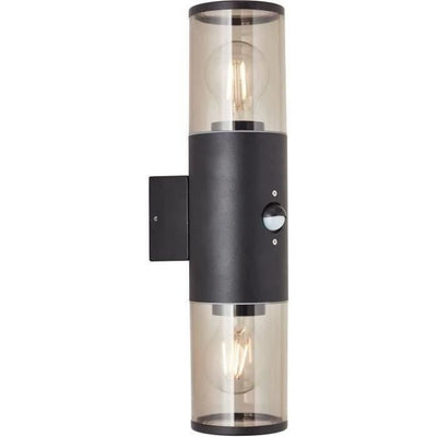Applique esterno Sergioro 2L con rilevatore, depoli nero, 2x27 20w, lampadina non inclusa