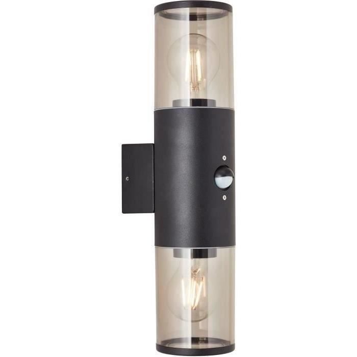 Applique esterno Sergioro 2L con rilevatore, depoli nero, 2x27 20w, lampadina non inclusa