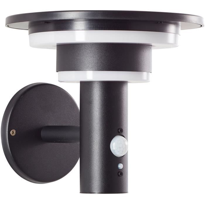 Applique da esterno - BRILLIANT - GARVINA - LED e solare - Rilevatore di movimento - Acciaio inossidabile e plastica - 4 W - Nero