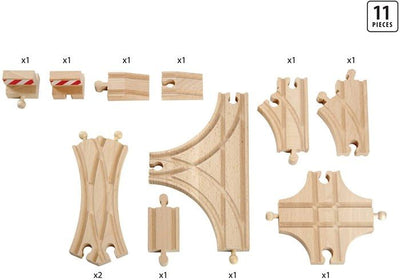 BRIO World - 33307 - Set 11 Binari Evolution Avance - Accessorio per Circuito del Trenino in Legno - Assortimento di Binari - a partire da 3 anni