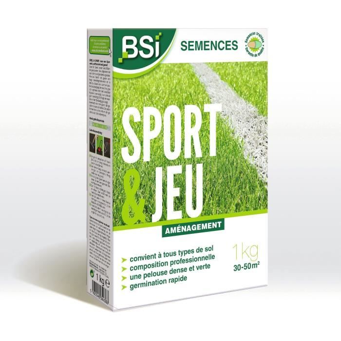 BSI - Sementi di erba - Sport e gioco - Con rivestimento protettivo - Alta qualità - Fino a 50 m - 1Kg