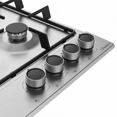 Beko hiaw64224sxe piano cottura a gas 60 cm con comandi frontali 3 bruciatori e 1 wok colore inox